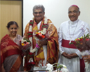 Mangaluru Bishop Dr Aloysius greets Veerendra Heggade on his birth day